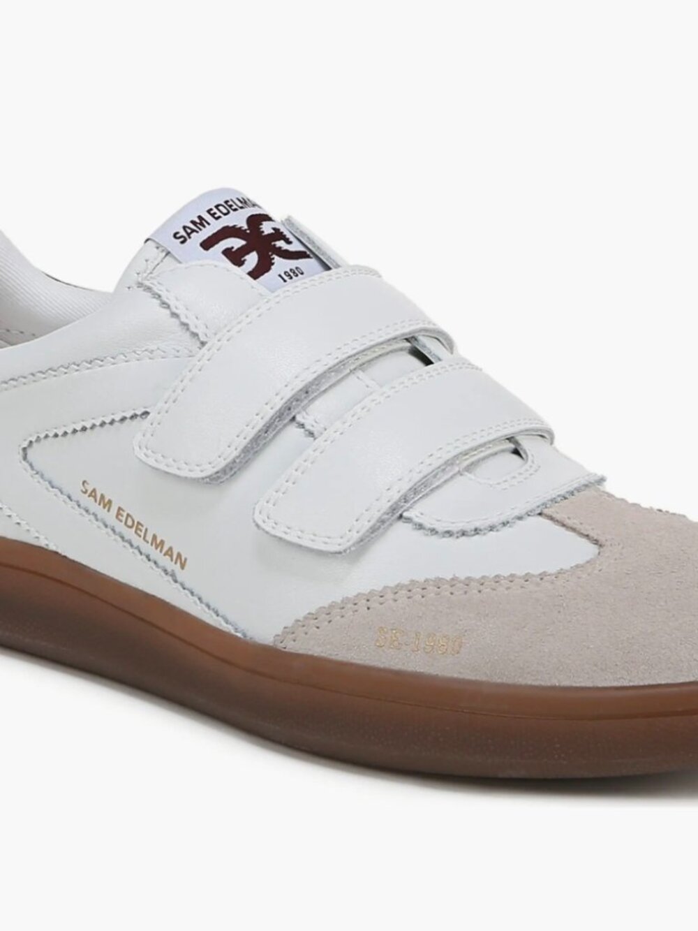 Sam Edelman Talia Velcro Leather Sneakers White Black Women's Size 8.5 NEW